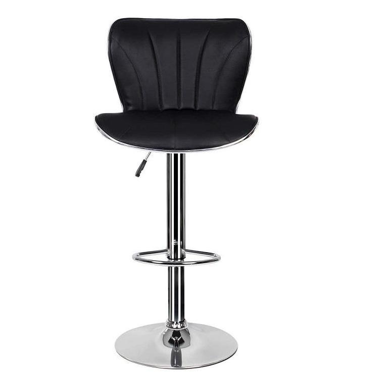 Breakfast Swivel Bar Stool Elegant Vintage Leather Simple High Chair With Chrome Base