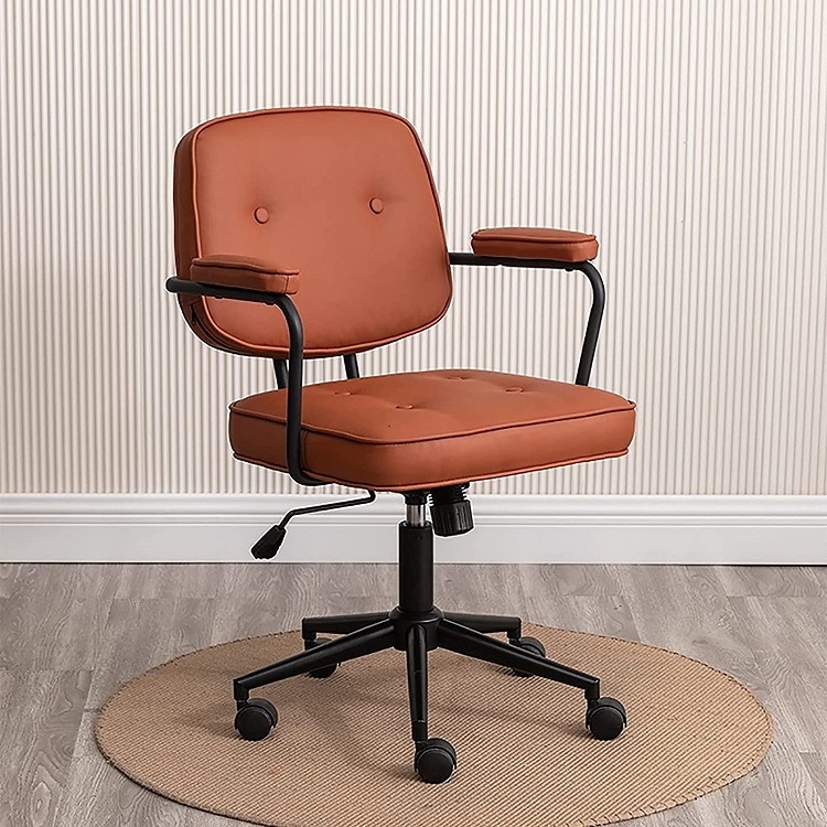 PU Leather Computer Office Chair Height Adjustable Swivel Task Chair with Armrest