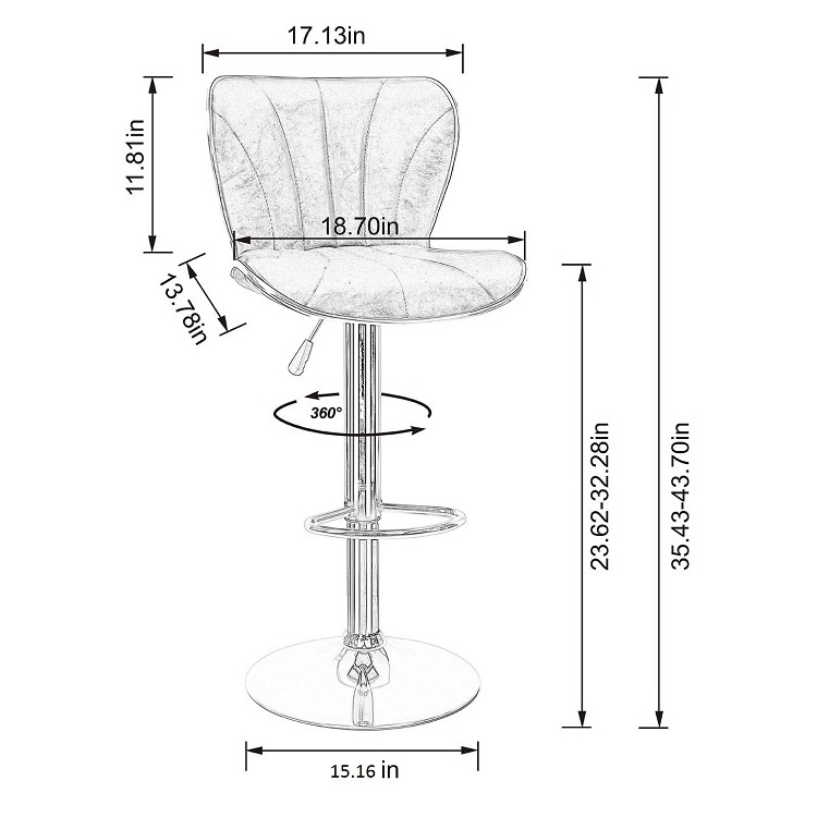 Breakfast Swivel Bar Stool Elegant Vintage Leather Simple High Chair With Chrome Base