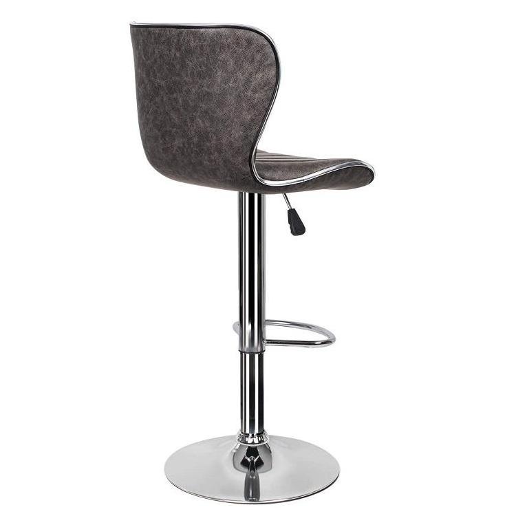 Breakfast Swivel Bar Stool Elegant Vintage Leather Simple High Chair With Chrome Base