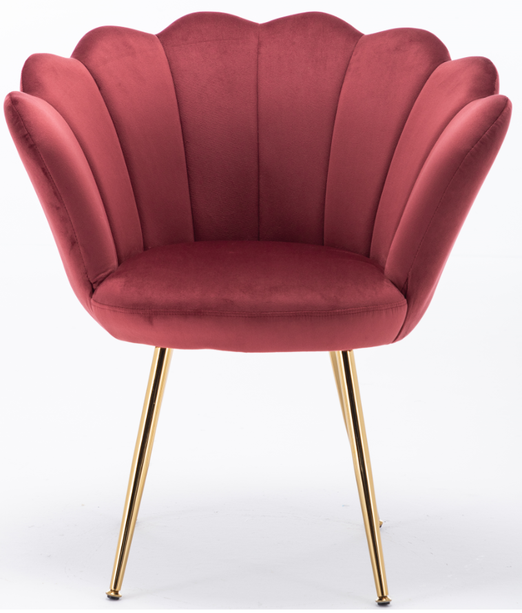 Modern simple brick red velvet flower lounge chair