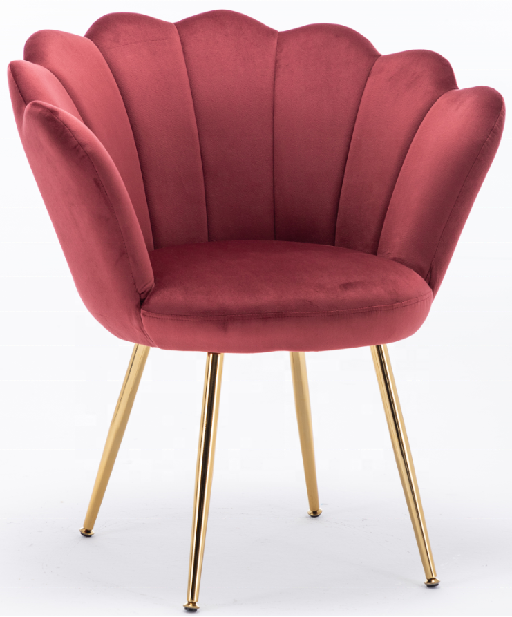 Modern simple brick red velvet flower lounge chair