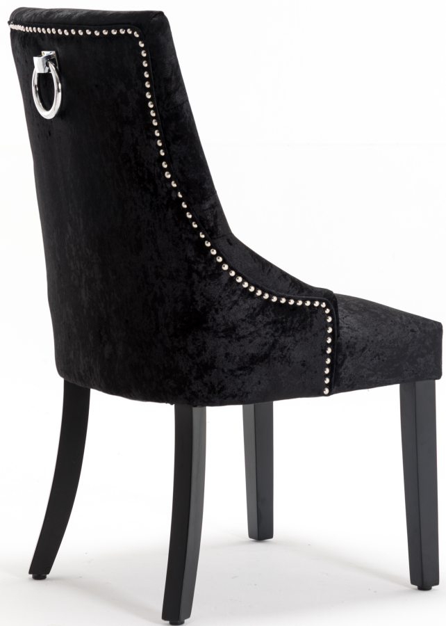 Basic model dining chair velvet fabric ring knocker wooden legs