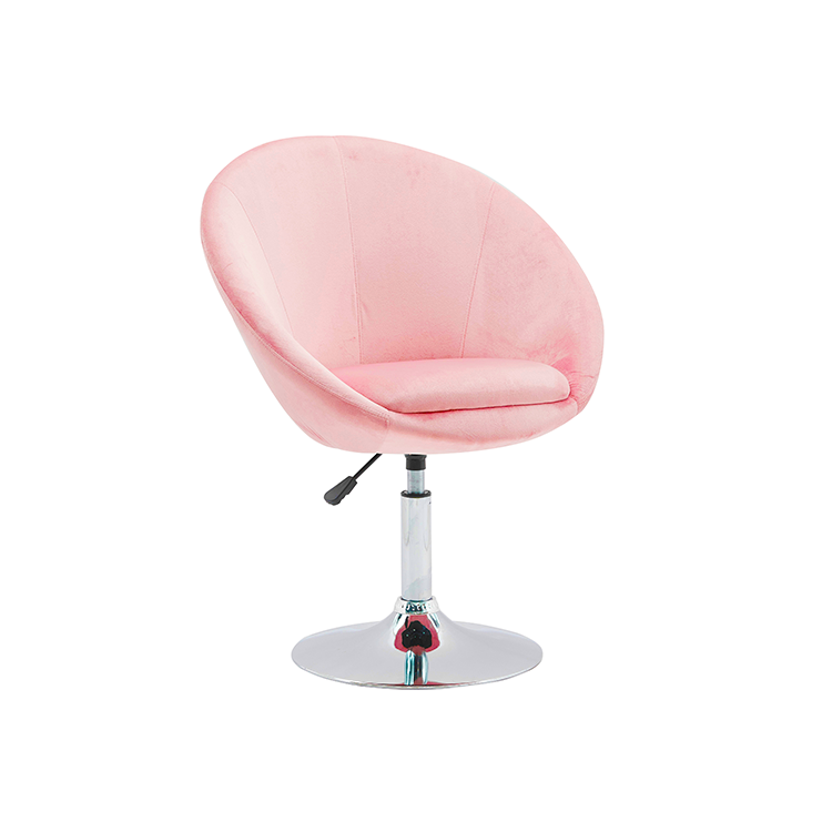 Popular Large Round Seat Height Adjustable Pink Velvet Swivel Accent Chairs