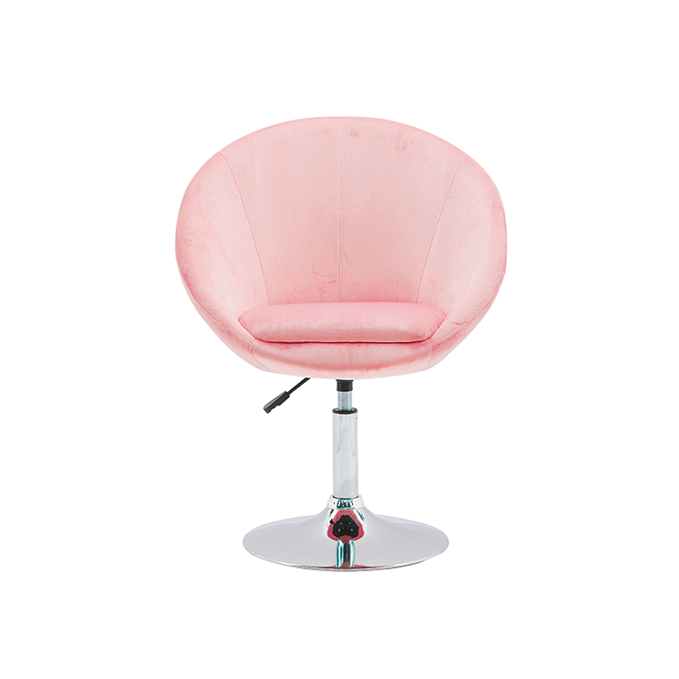 Popular Large Round Seat Height Adjustable Pink Velvet Swivel Accent Chairs