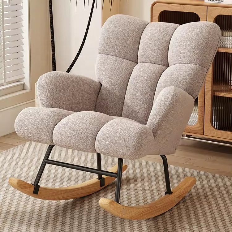 Cheap Price Sturdy Durable Structure Metal Frame Wooden Legs Glider Relaxing Rocking Chair