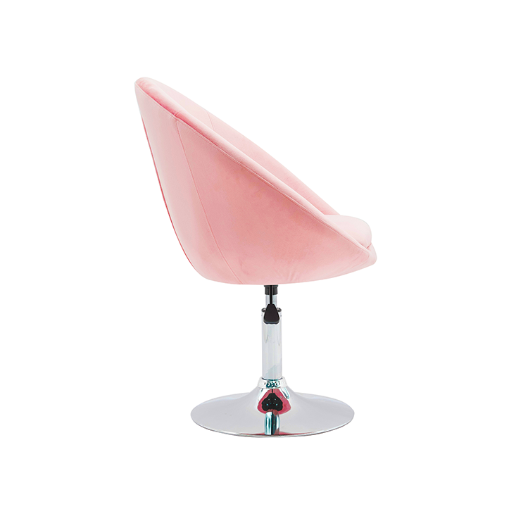 Popular Large Round Seat Height Adjustable Pink Velvet Swivel Accent Chairs