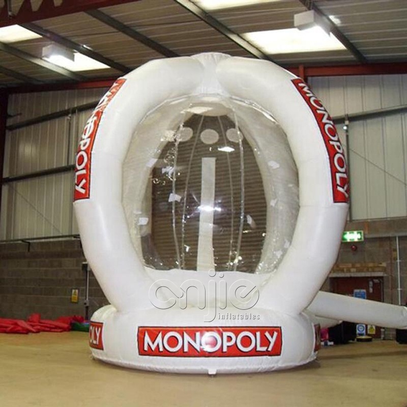 New Style  Inflatable Money Flying Machine Inflatable Cube Cash Money Catching Grab Machine Booth Money Grabbing Game