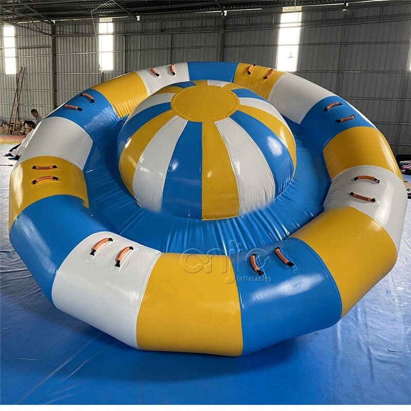 Inflatable aqua twister 6 person commercial flying ufo water rotating boat aqua twister