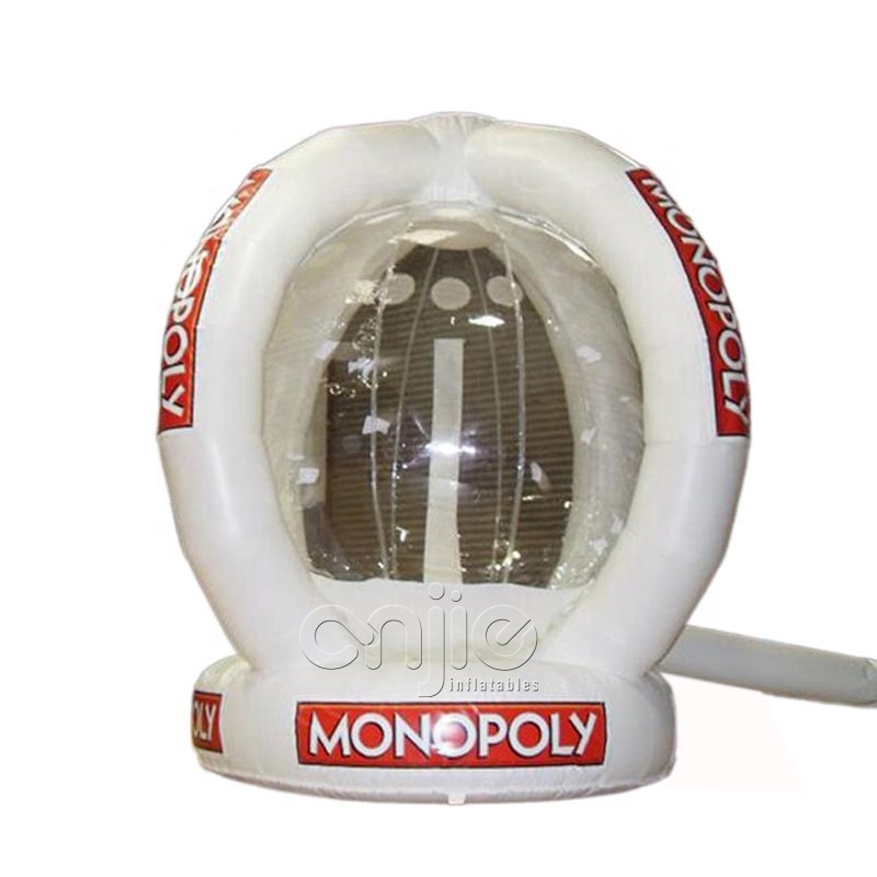 New Style  Inflatable Money Flying Machine Inflatable Cube Cash Money Catching Grab Machine Booth Money Grabbing Game