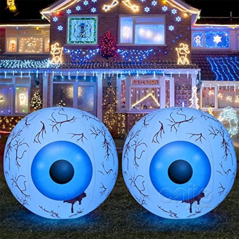 Halloween inflatable eyes with giant decorative eyeballs and LED lights for outdoor decoration