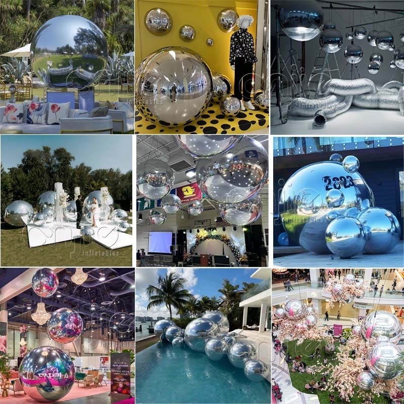 2023 New Inflatable Chrome Ball inflatable metallic balls Inflatable Sliver Spheres Mirror Ball