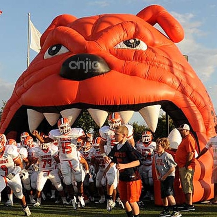 Custom high quality Outdoor Giant Run Through Sport Entrance Athlete Inflatable Tiger Football Tunnel,Tiger Head Mascot Tunnel