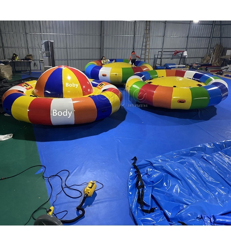 Inflatable aqua twister 6 person commercial flying ufo water rotating boat aqua twister