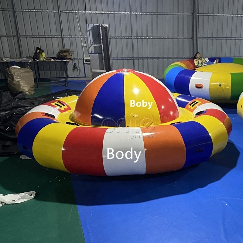 Inflatable aqua twister 6 person commercial flying ufo water rotating boat aqua twister