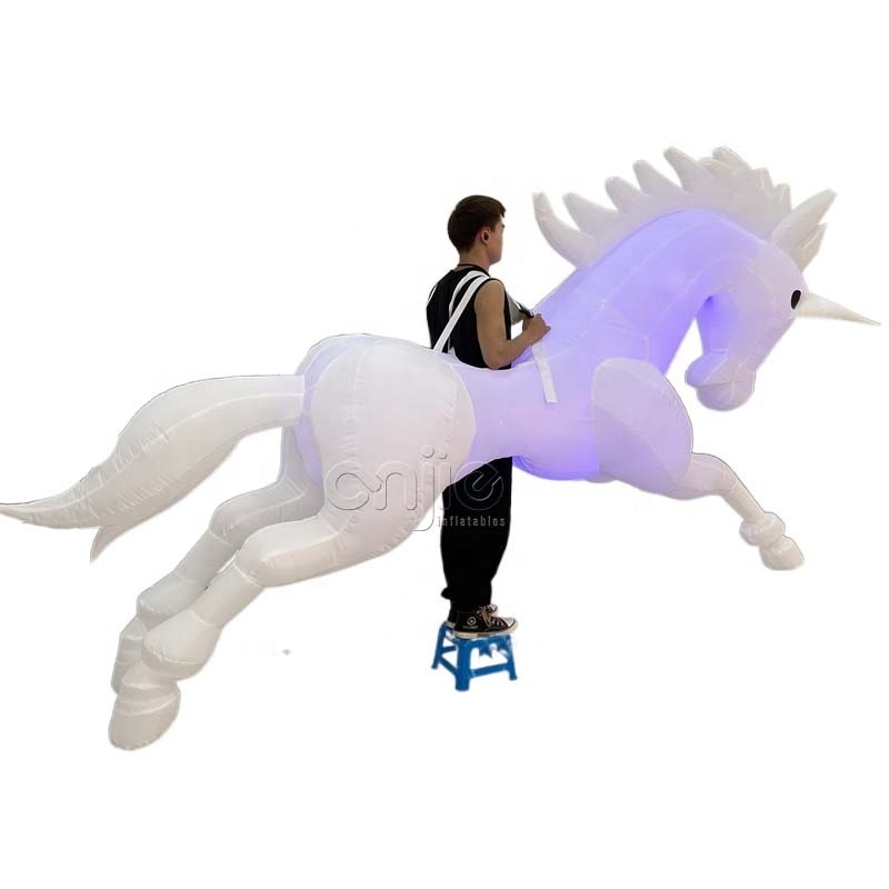 Giant animal mascot costume inflatable white led horse costume mascot unicorn costume horse caracters