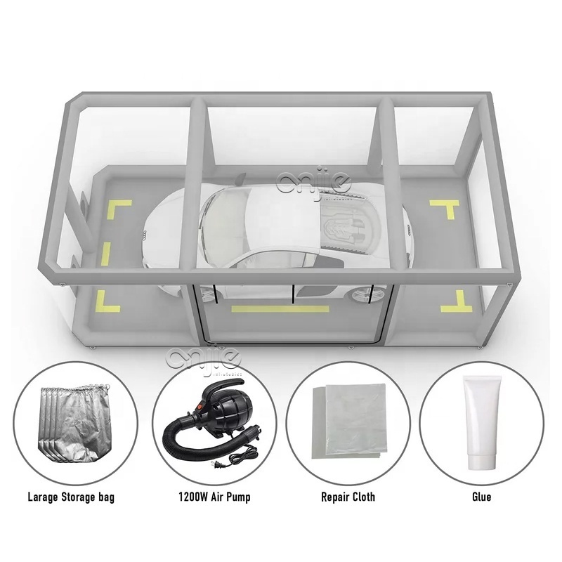 Waterproof portable garage airtight inflatable car cover tent inflatable show clear car garage capsule tent