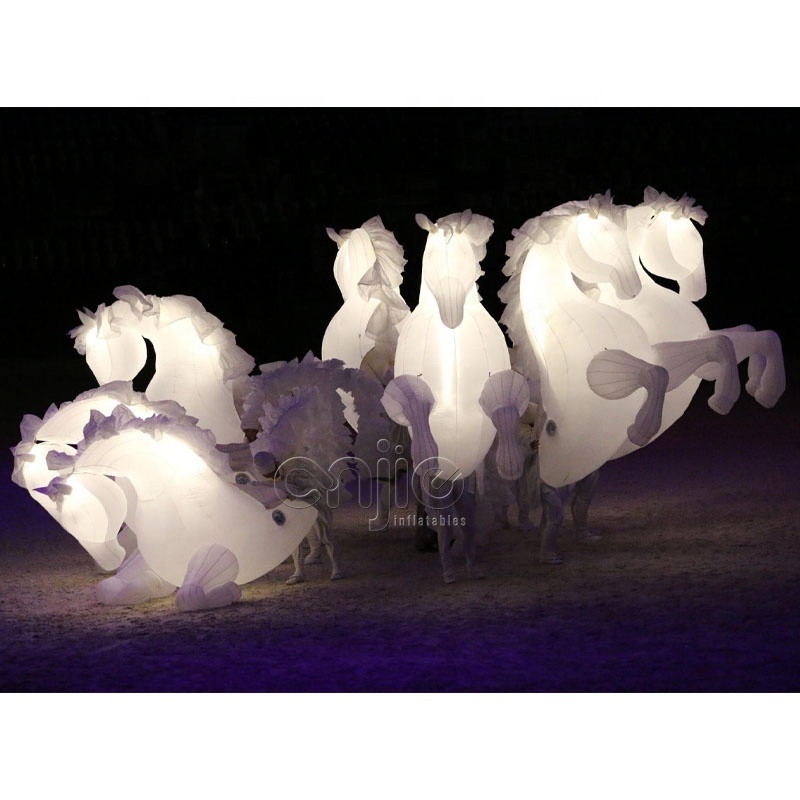 Giant outdoor parade walking inflatable horse suits life size inflatable horse costume inflatable unicorn led parade