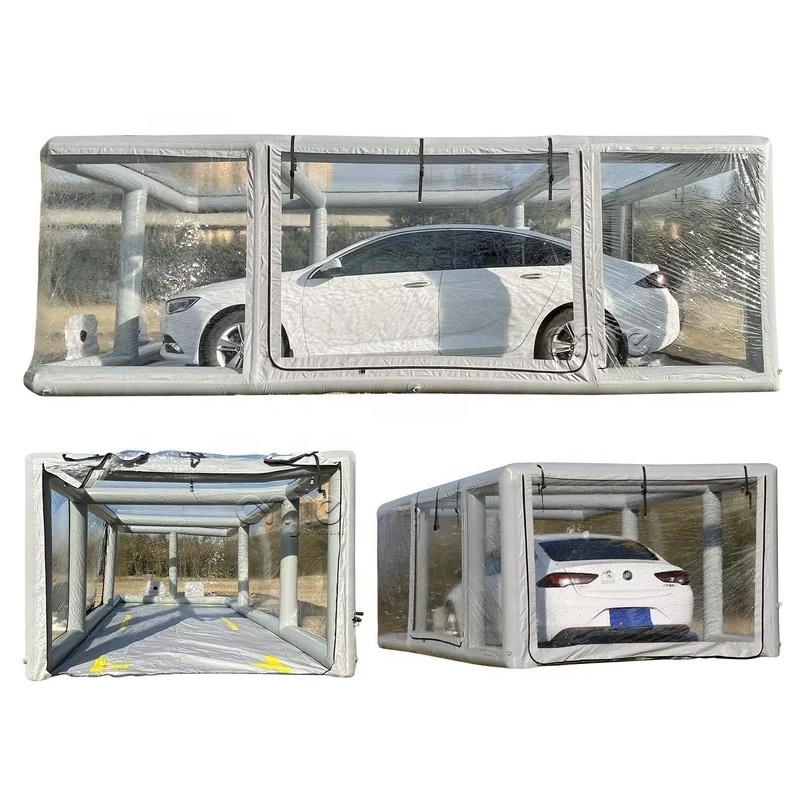 Waterproof portable garage airtight inflatable car cover tent inflatable show clear car garage capsule tent