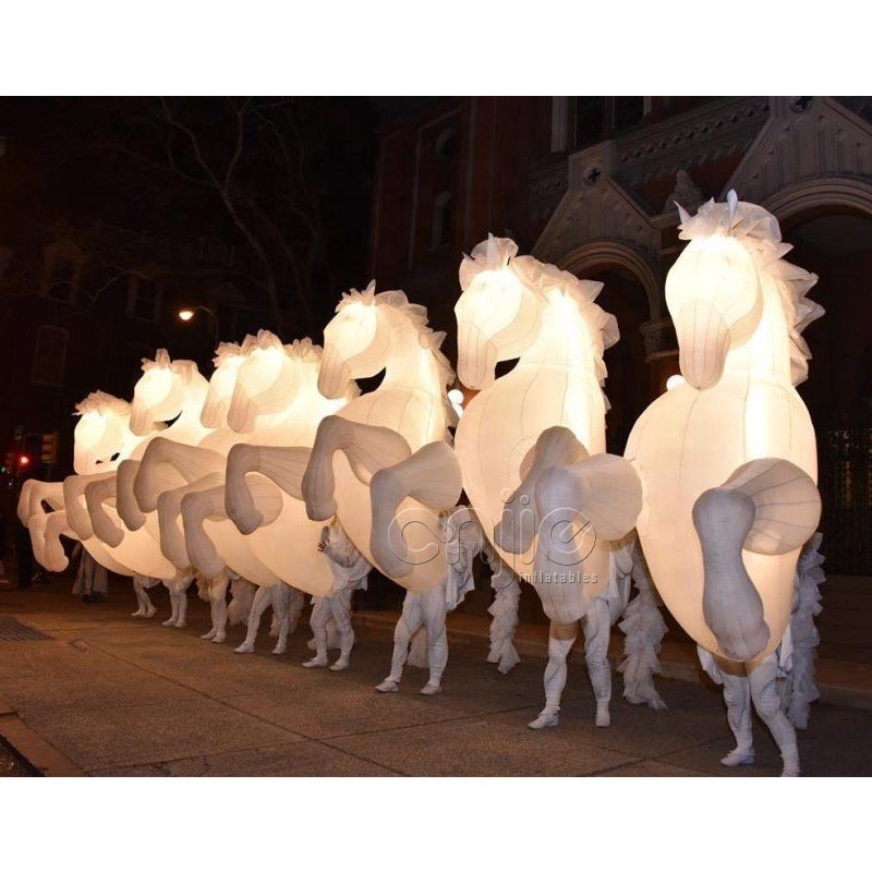 Giant outdoor parade walking inflatable horse suits life size inflatable horse costume inflatable unicorn led parade