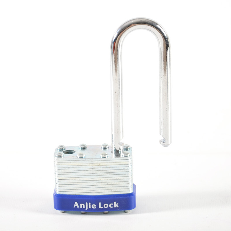 Factory Price 45mm Steel Pad Lock Long Shackle Laminated Padlock With Keys