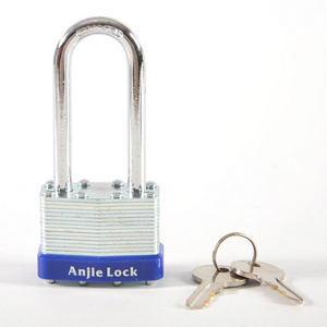 Factory Price 45mm Steel Pad Lock Long Shackle Laminated Padlock With Keys