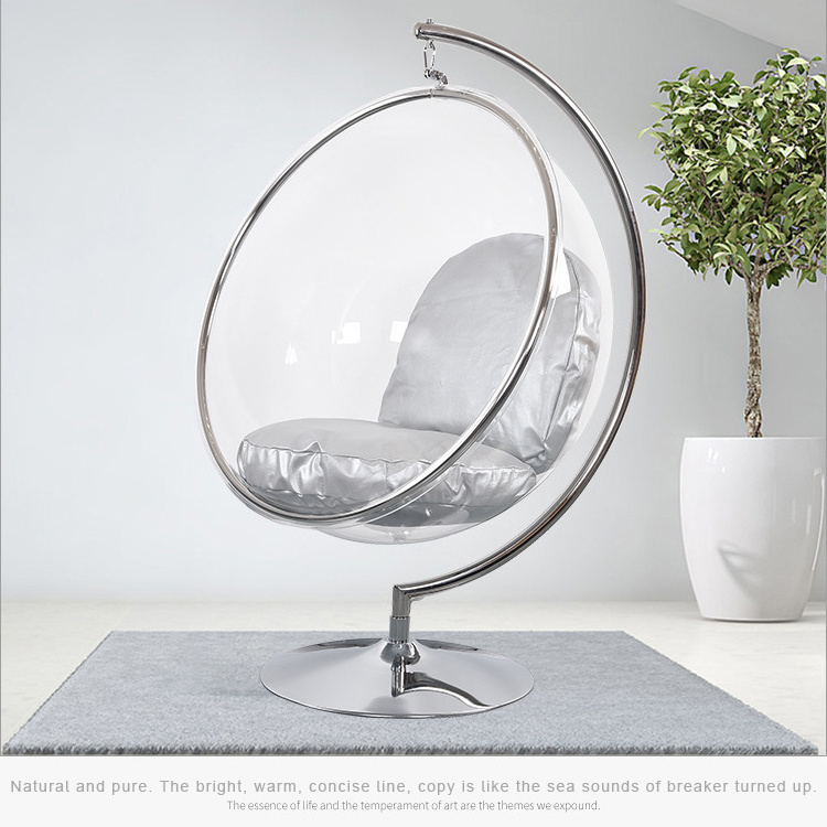 Hot sell hanging swing egg chair round Clear revolving Bubble acrylic Chair living room