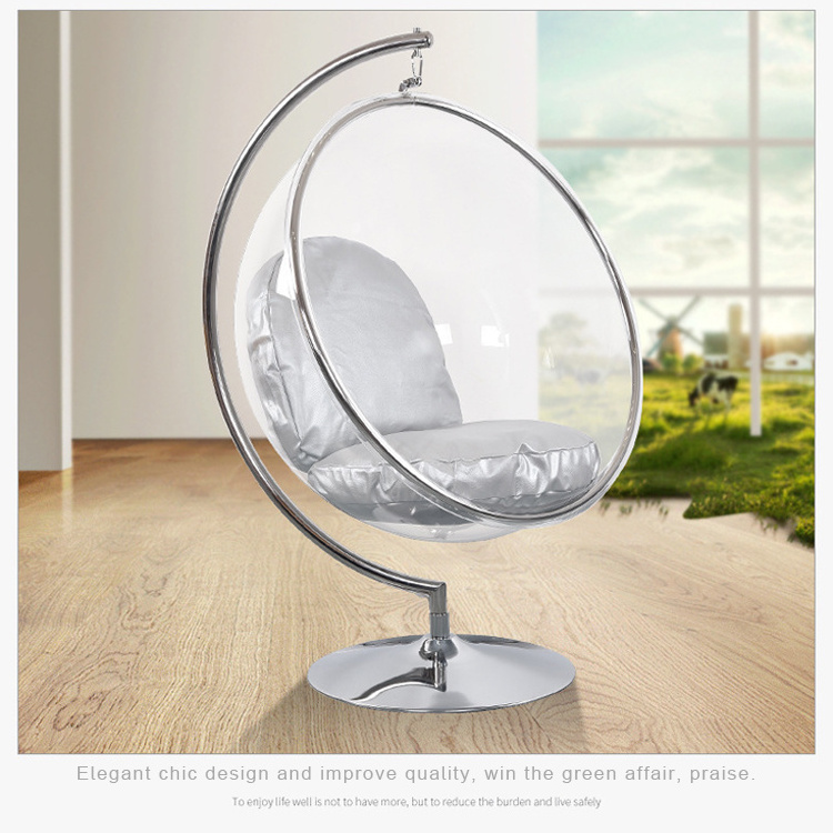 Hot sell hanging swing egg chair round Clear revolving Bubble acrylic Chair living room