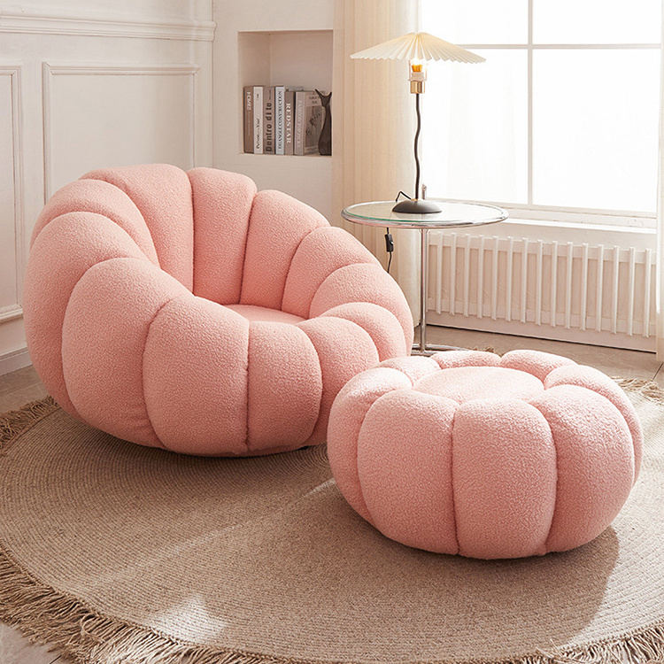 Home Furniture Fashion Comfortable Flower Shape Leisure Recline Living Room Floor Stool Modern Velvet Lazy Single Sofa Chair