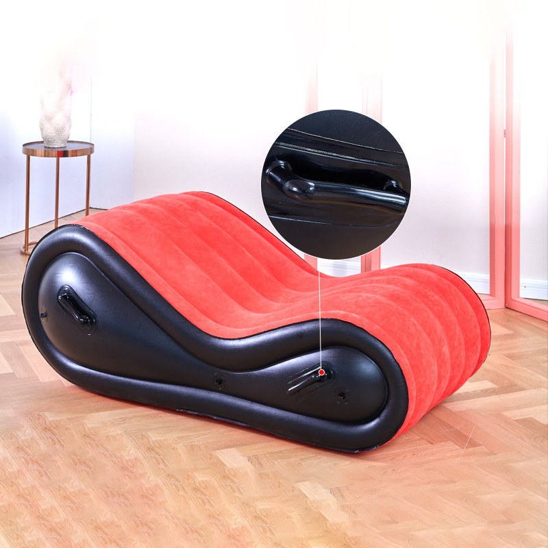 Sex Inflatable Sofa Flocking Bed S Shaped Love Position Chair Sex Chaise Lounge for Adult