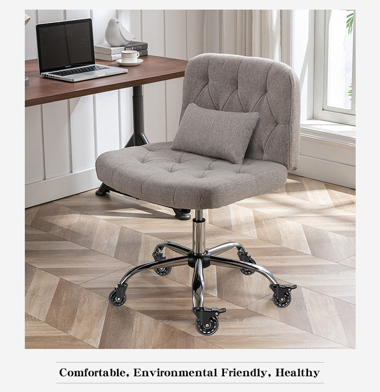 Office Wide Seat Chair with Wheels Comfy Computer Home Desk Chair Pillow Swivel Accent Vanity Leisure Chair