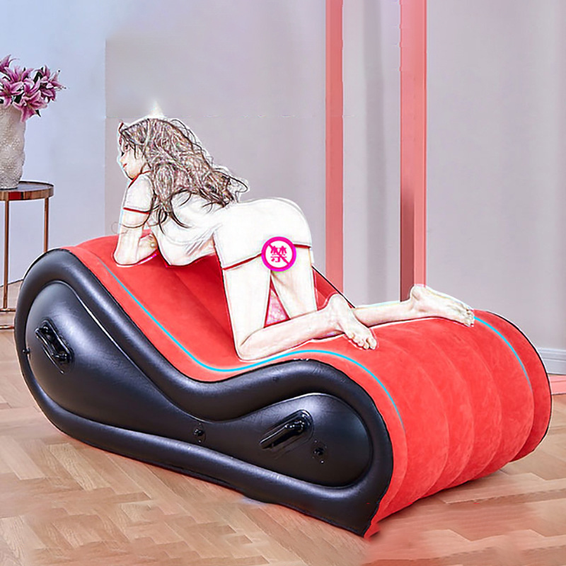 Sex Inflatable Sofa Flocking Bed S Shaped Love Position Chair Sex Chaise Lounge for Adult