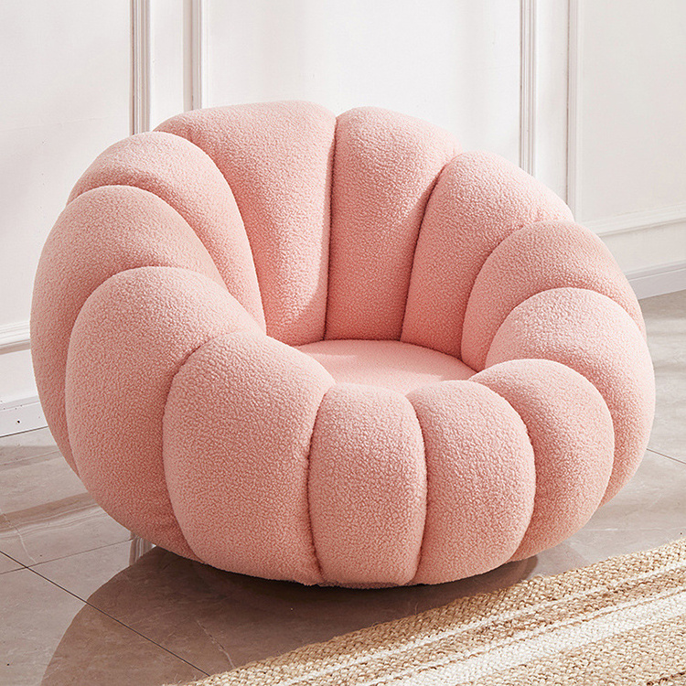 Home Furniture Fashion Comfortable Flower Shape Leisure Recline Living Room Floor Stool Modern Velvet Lazy Single Sofa Chair