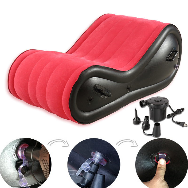 Sex Inflatable Sofa Flocking Bed S Shaped Love Position Chair Sex Chaise Lounge for Adult