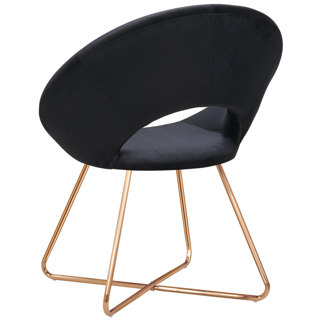 Round hollow velvet lounge chair living room chair with Gold iron legs