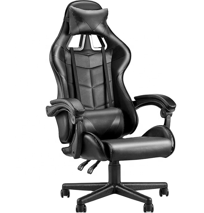 Swivel Gaming Chair for PC Gamers Esports Racing Style with Headrest Made Leather Stainless Steel Features Revolving Swivel