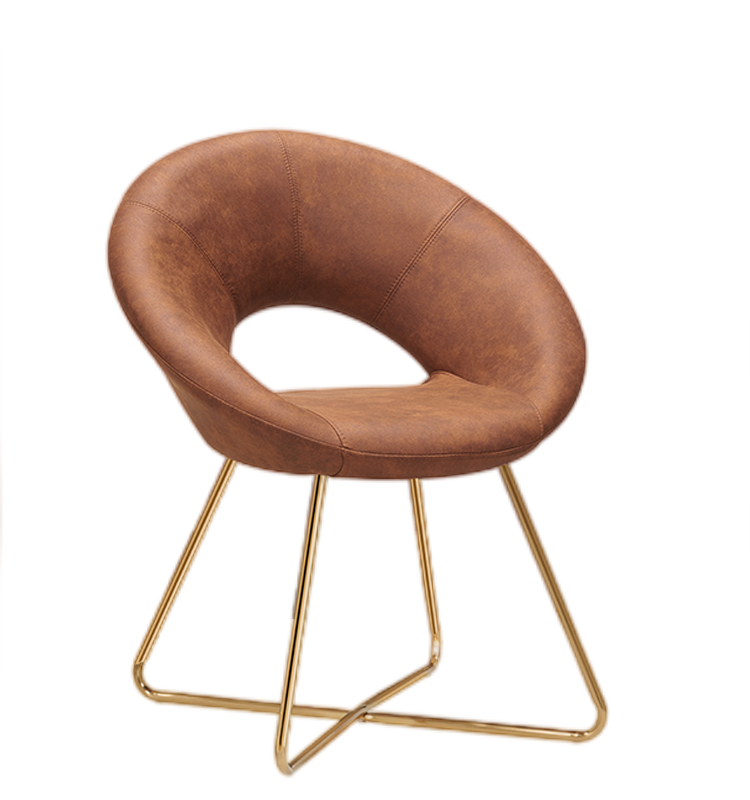 Round hollow velvet lounge chair living room chair with Gold iron legs