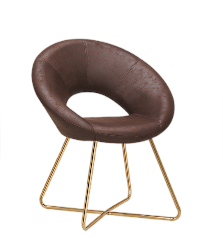 Round hollow velvet lounge chair living room chair with Gold iron legs