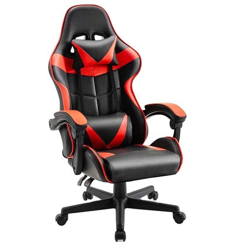 Swivel Gaming Chair for PC Gamers Esports Racing Style with Headrest Made Leather Stainless Steel Features Revolving Swivel