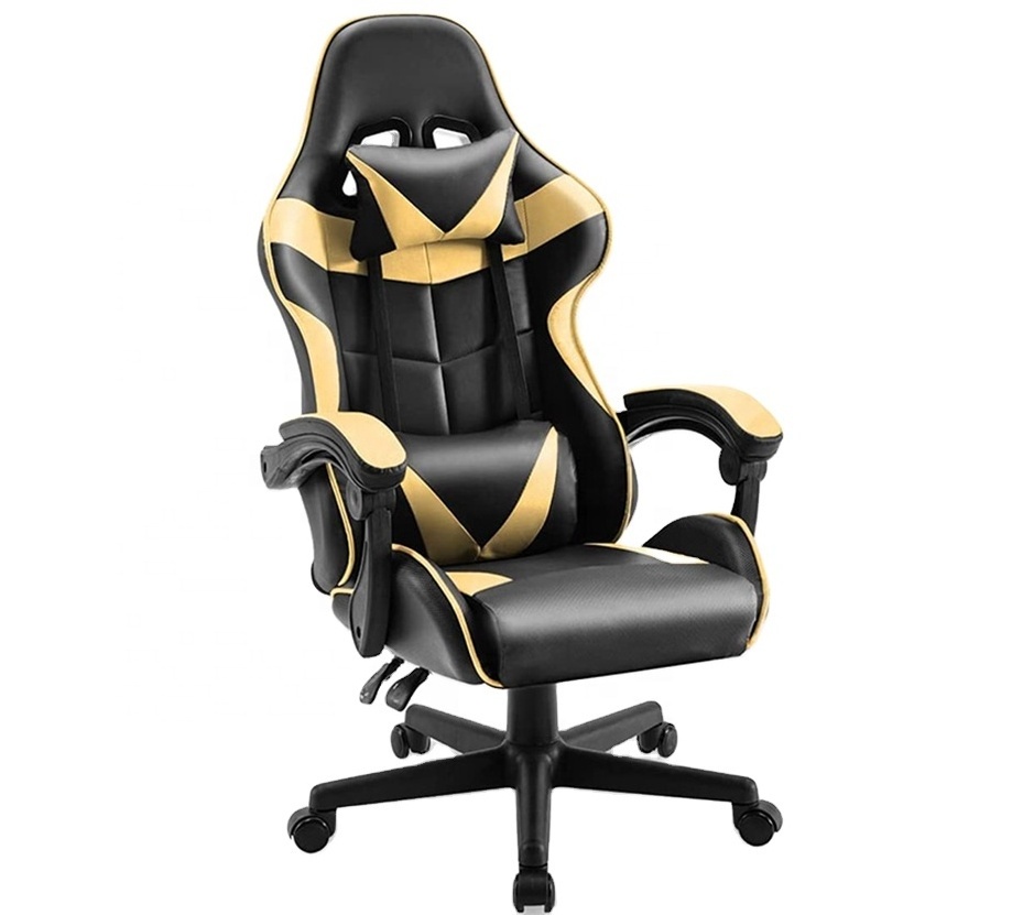 Swivel Gaming Chair for PC Gamers Esports Racing Style with Headrest Made Leather Stainless Steel Features Revolving Swivel