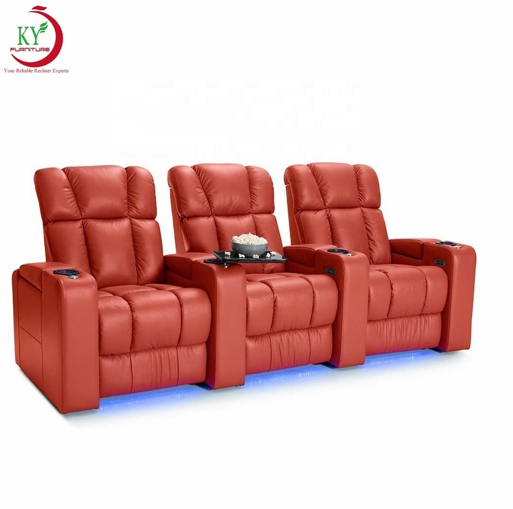 JKY Furniture Theater Cinema Recliner Chair Theater Sofa Modern USB Switch Seat Home Comfortable Leather Commercial Furniture