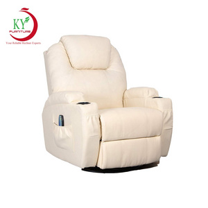 JKY Furniture PU Leather Ergonomic Lounge Heated Chair 360 Degree Swivel Massage Recliner