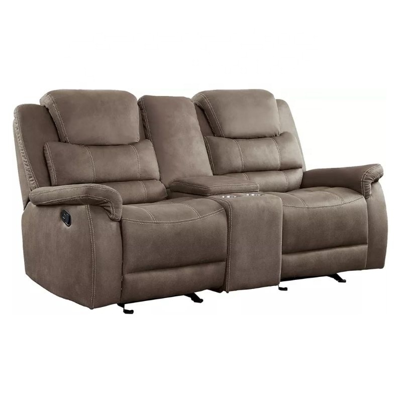 JKY 3 Seater Fabric Loveseat Manual Motion Recliner Sofa Set Reclinable With Massage Function And Cup Holder For Living Room