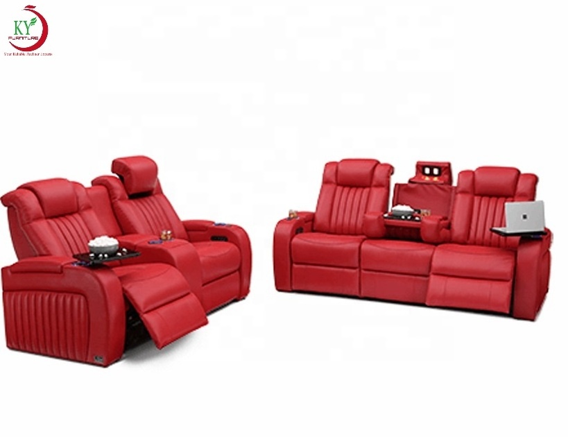 JKY Furniture Comfortable Multifunctional Home Theater Cinema Seating Recliner Sofa Chair with Cup Holder and Tray Table