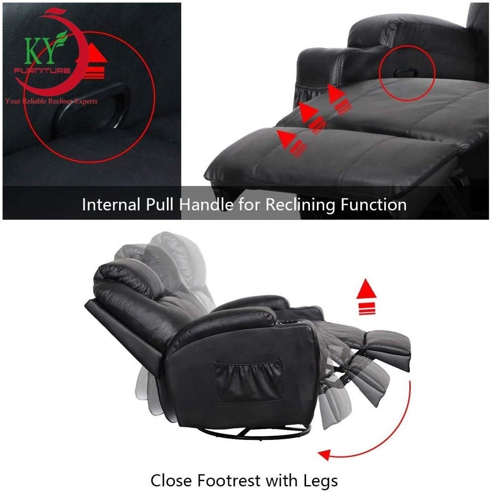 JKY Furniture PU Leather Ergonomic Lounge Heated Chair 360 Degree Swivel Massage Recliner