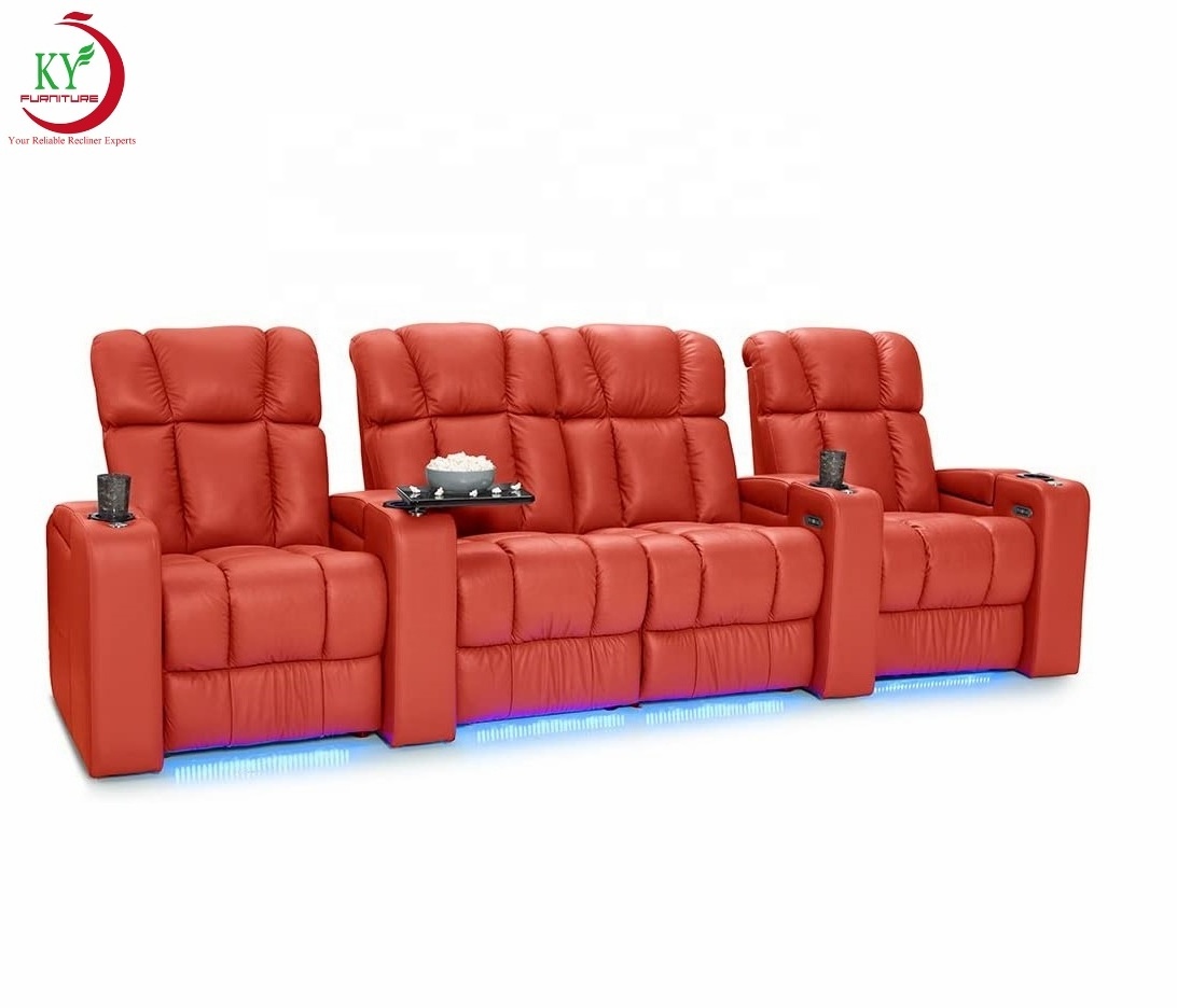 JKY Furniture Theater Cinema Recliner Chair Theater Sofa Modern USB Switch Seat Home Comfortable Leather Commercial Furniture