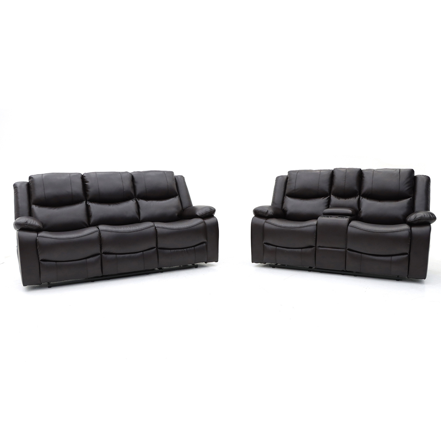 Geeksofa  Modern 3+2 Leather  Manual  Modern Living Room Sofa Sectional  2-Seater With Console Sofa Set For Living Room