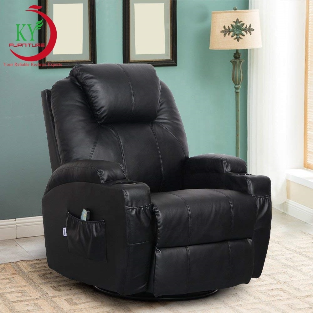 JKY Furniture PU Leather Ergonomic Lounge Heated Chair 360 Degree Swivel Massage Recliner