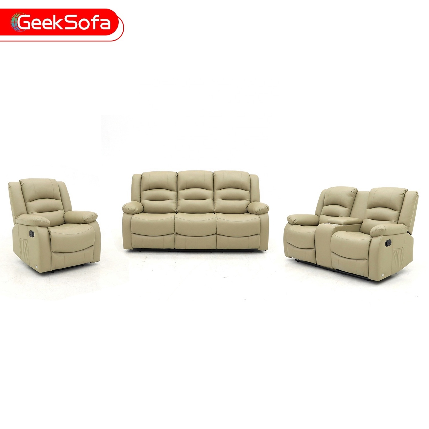 Geeksof Micro Fabric Loveseat Manual Motion Recliner Sofa Set Reclinable With Massage Function And Cup Holder For Living Room