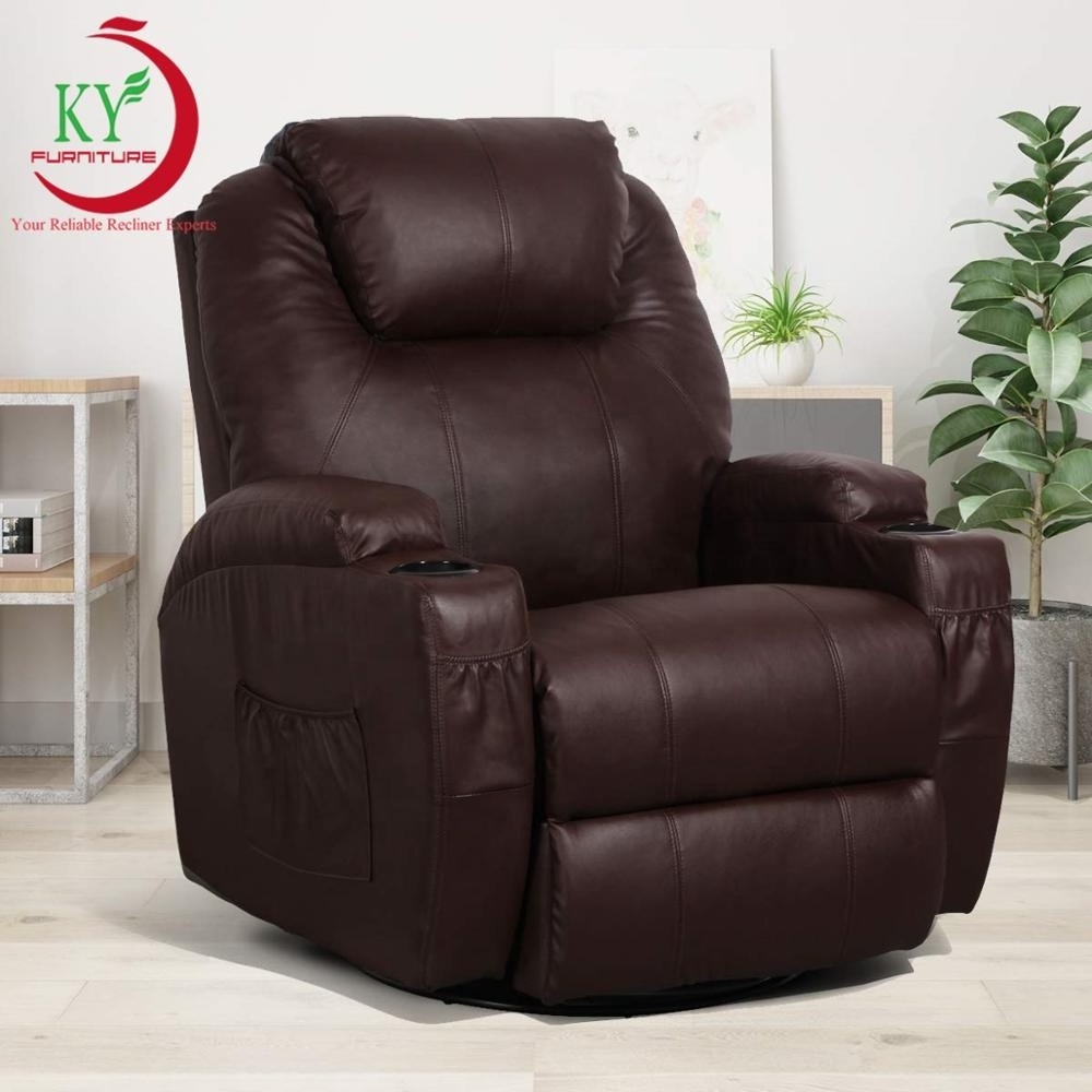 JKY Furniture PU Leather Ergonomic Lounge Heated Chair 360 Degree Swivel Massage Recliner